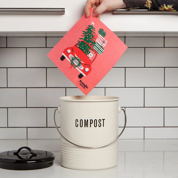 Winter Wheels Cat Swedish Sponge Cloth