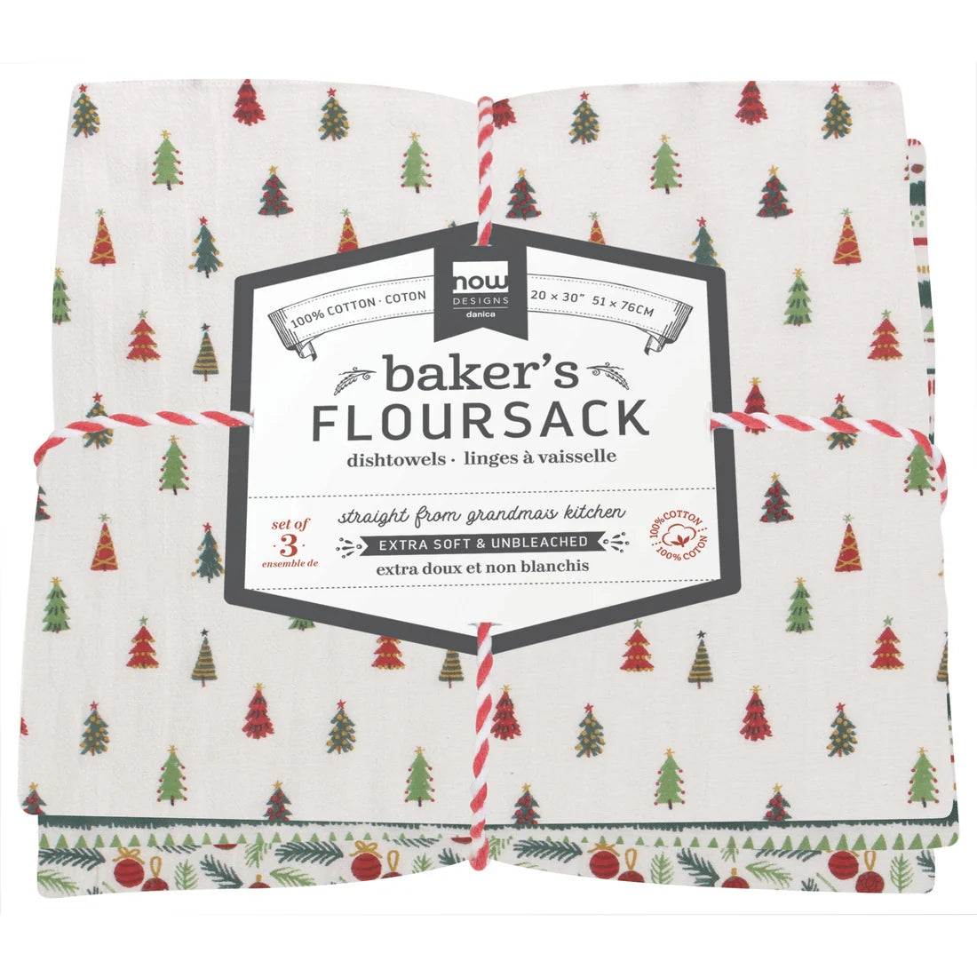 Merry And Bright Baker's Floursack Dishtowels - Set of 3