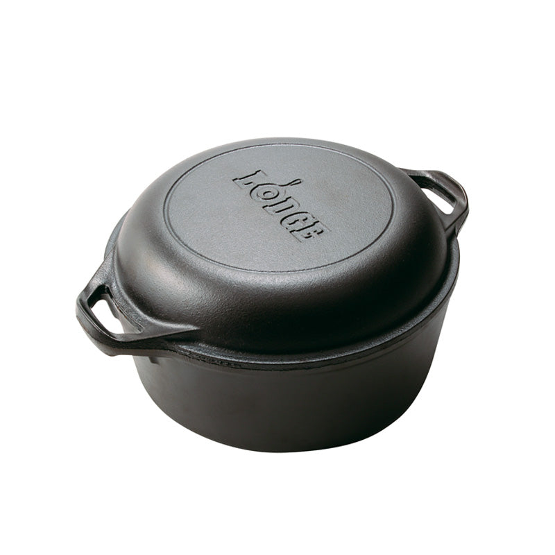 Lodge 5qt Cast Iron Double Dutch Oven